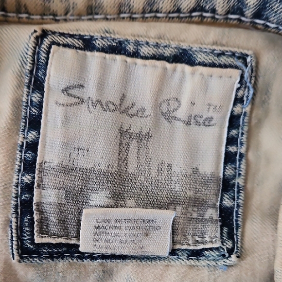 Smoke Rise Denim Vest Mens large Blue Jean Distressed Motorcycle Jacket USA NWT - Picture 2 of 7